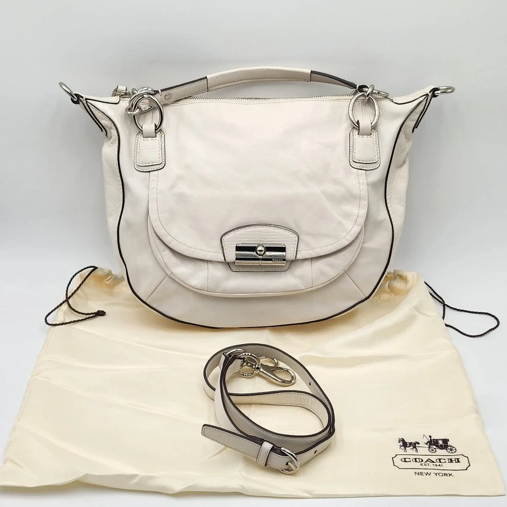 Coach Kristin Round Satchel White Nappa Leather Crossbody Strap Dustbag 19295